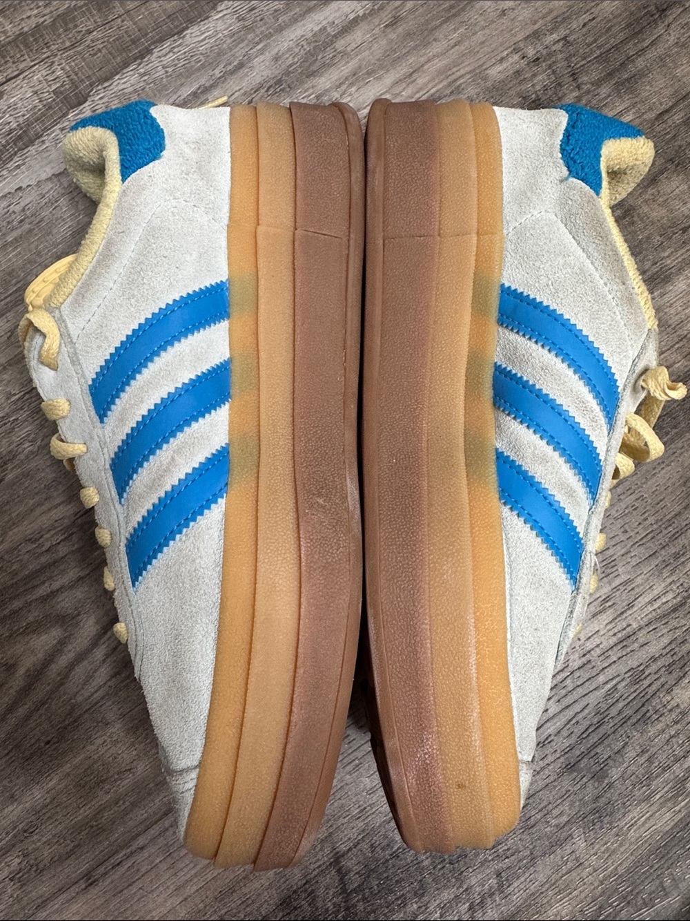Adidas Gazelle Bold Sneakers Almost Blue Yellow Size 7 - Picture 3 of 10